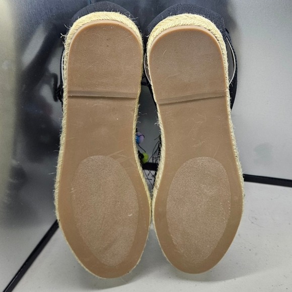 Betsey Johnson 8B HazyL Espadrille Lace Up Tassel Flats Zebra Black White #358 - Picture 6 of 8